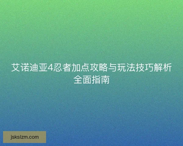 艾诺迪亚4忍者加点攻略与玩法技巧解析全面指南